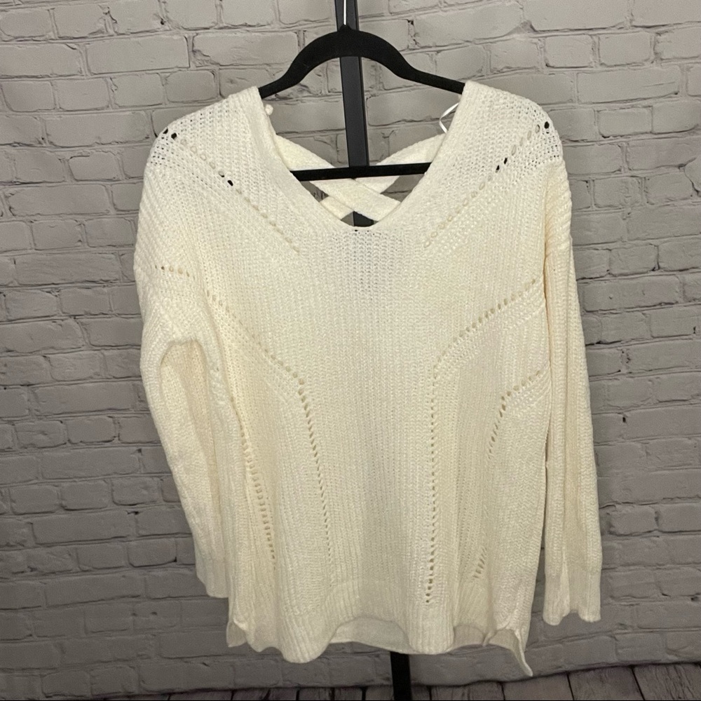 NWT Pink Rose Cream Knit Sweater Size Large